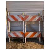 Wooden and Metal Barricades with Sidewalk Closed Sign
