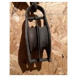 2 Vintage Metal Pulley Blocks