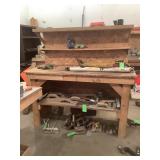 Wooden Workbench with Shelving