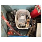 Miscellaneous Garage Items in Wooden Crate