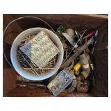 Misc. Box of Goodies in Vintage Wood Crate