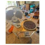 Rolling Table, Fan and Wall Clock