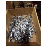 Box of Misc. Wrenches and Sockets