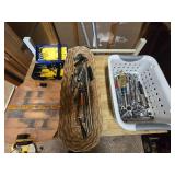 Box of Misc. Wrenches, Sockets Ratchets and lots of Misc. Bits