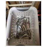 Box of Misc. Wrenches, Sockets Ratchets and lots of Misc. Bits