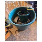 Large Plastic Bucket with Handles, Small Bucket and (2) Plastic Tool Bins