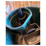 Large Plastic Bucket with Handles, Small Bucket and (2) Plastic Tool Bins