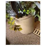Pot with Fake Plants and Assorted Outdoor Yard Decor