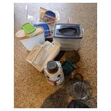 Assorted Storage Containers and Decorative Items