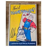 Assorted Decor Items, US Marine Plaque, Dragonfly Temp Guage with Clock, Frog Coat Hanger, Handyman Sign