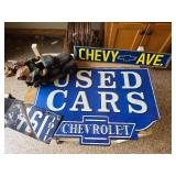 Assorted Automotive Decor, Chevy Signs, Vintage Tonka Truck