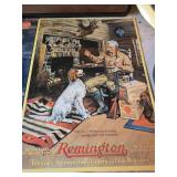 Assorted Hunting Related Items, Remmington Signs, Winchester Sign, Deer Temp Guage and Browning Clock