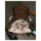 (2) High Quality Vintage Decorative Chairs, Upholstered Cane Back Chair with Armrests, Wooden Dinning Chair