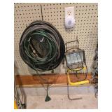 Assorted Air Hoses, Extension Cord and Work Light