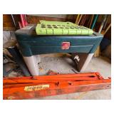 Step Stool, Storage Container, Car Jack Stands and Foldable Saw Horses
