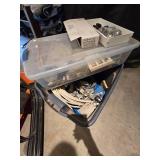 (2) Bins of Assorted Electrical Items and Misc. Casters