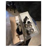 (2) Bins of Assorted Electrical Items and Misc. Casters