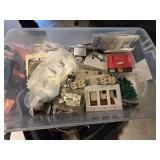 (2) Bins of Assorted Electrical Items and Misc. Casters