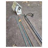 (6) Assorted Shepherds Hooks and Birdhouse