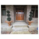 (2) Triple Ball Topiary Trees in Planters