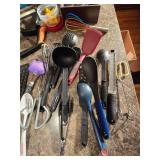 Large Lot of Assorted Cooking Utensils and Extended Reach Grabbers