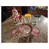 Fitz and Floyd Collectable Snowman Cookie Jar, Rare Vintage Glassware and Christmas Theme Storage Containers