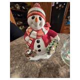 Fitz and Floyd Collectable Snowman Cookie Jar, Rare Vintage Glassware and Christmas Theme Storage Containers