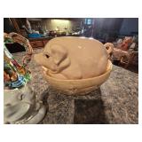 Fitz and Floyd Pig Cracker Tray, Pig Cookie Jar, Vintage Decor and Serving Dishes