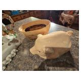 Fitz and Floyd Pig Cracker Tray, Pig Cookie Jar, Vintage Decor and Serving Dishes
