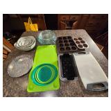 Assorted Kitchen Items, Baking Trays, Serving Dishes Etc.