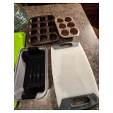 Assorted Kitchen Items, Baking Trays, Serving Dishes Etc.