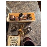 Assorted Home Decor, Napkin Rings, Refrigerator Magnets, Etc.