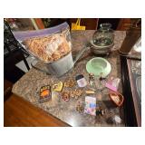 Assorted Home Decor, Napkin Rings, Refrigerator Magnets, Etc.