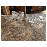 Vintage Althea Lead Crystal Bowl and (2) Vintage Lead Crystal Candy Dishes