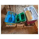 Assorted Plastic Caddies and Storage Containers