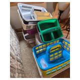 Assorted Plastic Caddies and Storage Containers