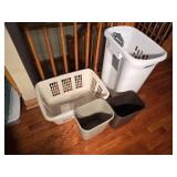 Rolling Laundry Basket, Regular Laundry Basket and (2) Waste Baskets