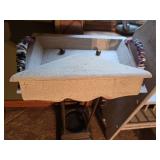 Assorted Decorative Items, (2) Stands, Clock and Corner Shelf