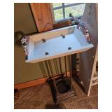 Assorted Decorative Items, (2) Stands, Clock and Corner Shelf