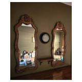 (2) Mirrors, Clock and Shelf