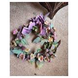 Copper Leaf Decorative Planter with Fake Plants and Wall Decor