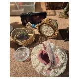 Assorted Decorative Items and Digital Clock