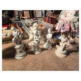 Vintage Cherub Angle Boy Statue, Cherub Lamp and Other Assorted Cherubs