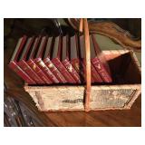 Assorted Hunting Books and Decorative Basket