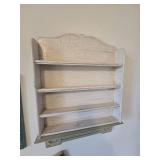 Misc. Items on Wall, (2) Shelfs, Picture and Old Dolls Sign