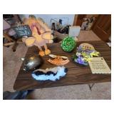 Assorted Home Decor Items and Pig Piggy Bank