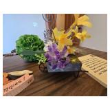 Assorted Home Decor Items and Pig Piggy Bank