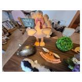 Assorted Home Decor Items and Pig Piggy Bank