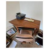 Computer Desk with Chair, Apple Keyboard and Epson Printer (untested)
