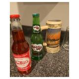 Misc. Bar Glassware and (4) Assorted Bottles of Pop